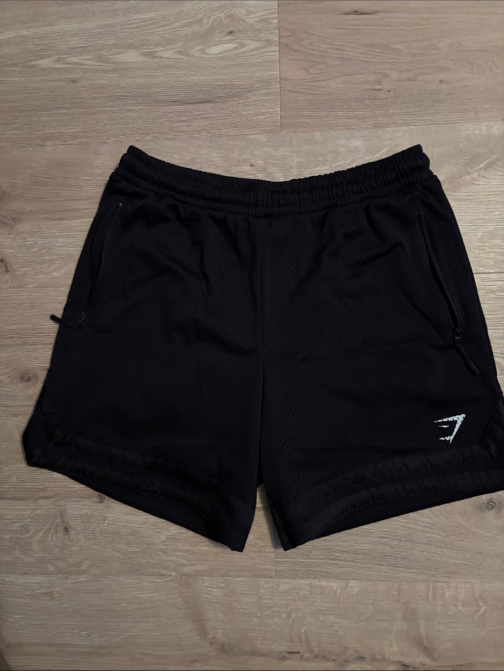 Gymshark Black Men's Athletic Mesh Shorts with Reflective Logo